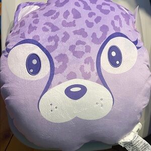 Comfort Bay Purple Leopard Face Round Fleece Pillow